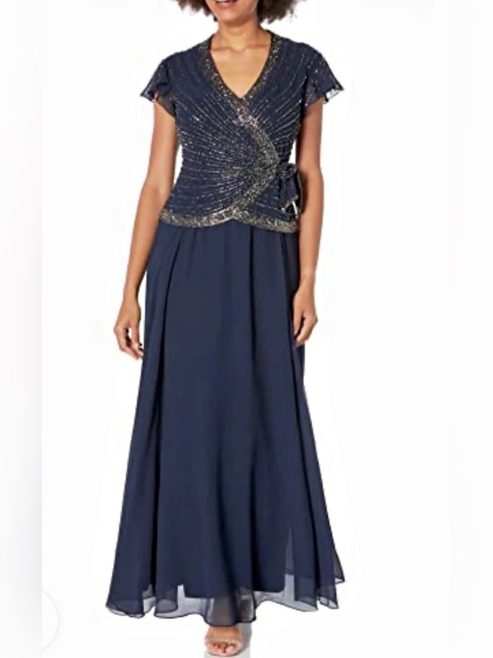 *READ- JKARA Embellished Maxi Dress in Blue Size 14P